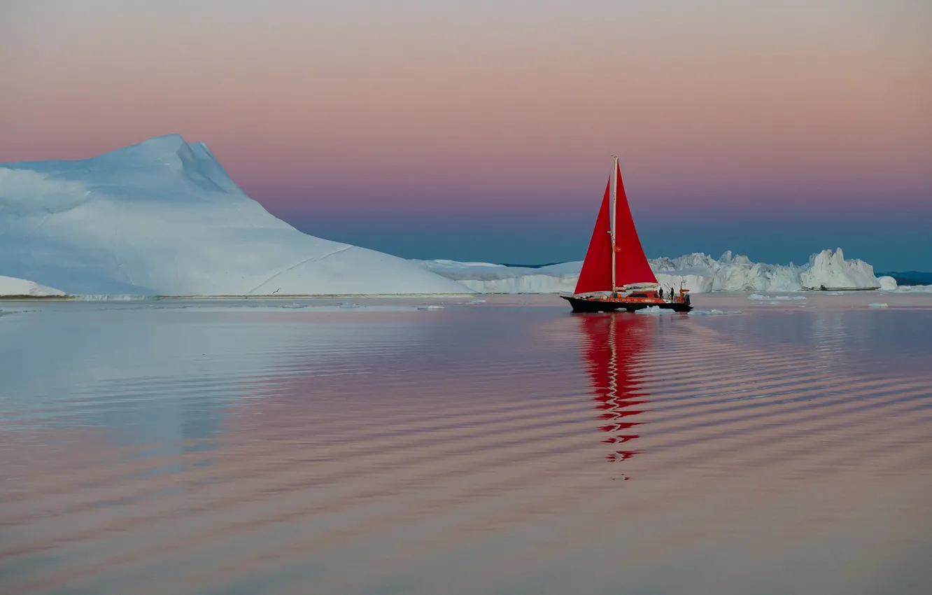 Photo wallpaper water, boat, ship, yacht, ice