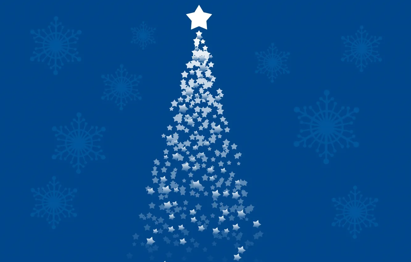 Photo wallpaper snow, snowflakes, holiday, Wallpaper, star, tree, new year, Christmas