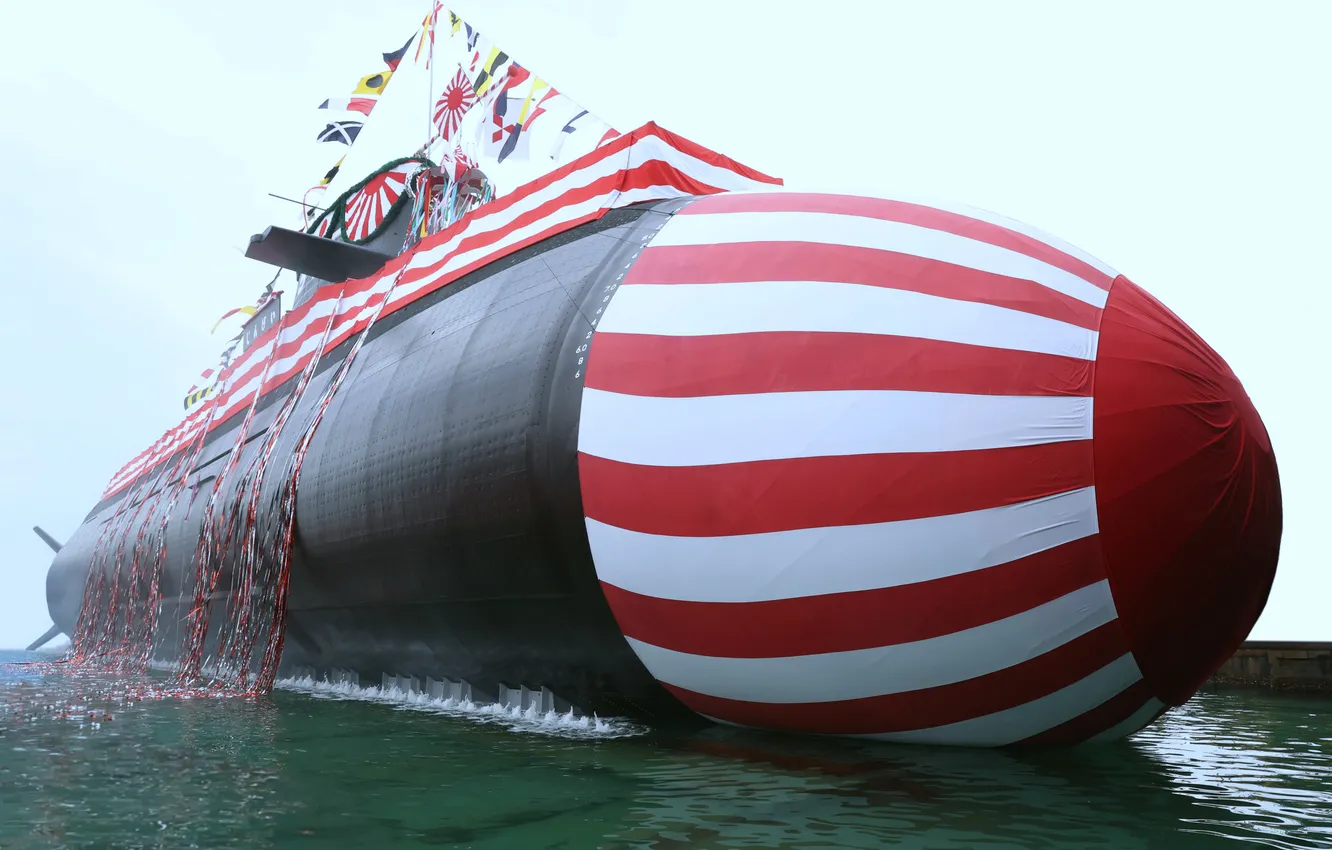 Photo wallpaper Japan, submarine, launching, JS Jingei