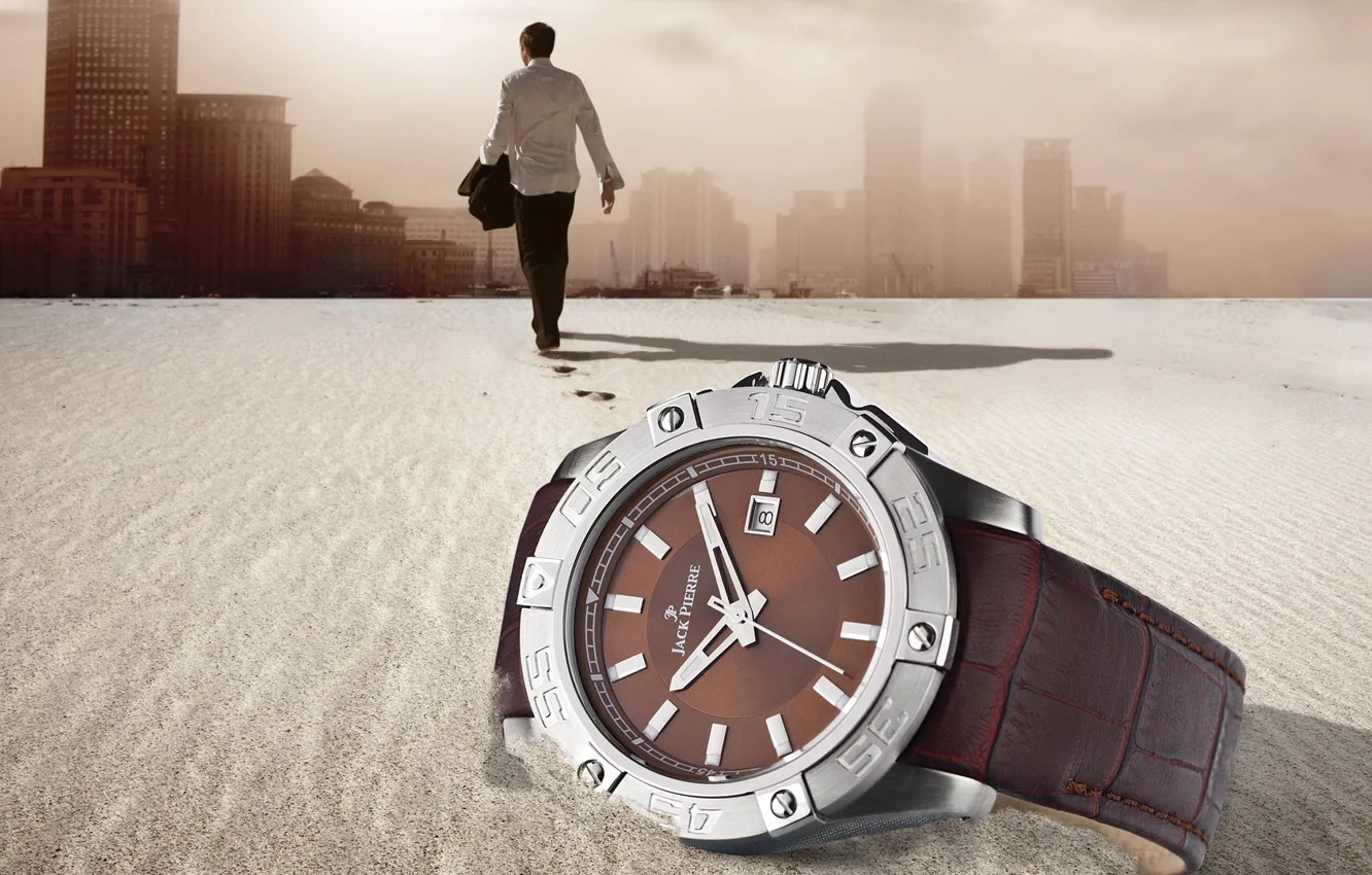 Photo wallpaper sand, leather, watch, person