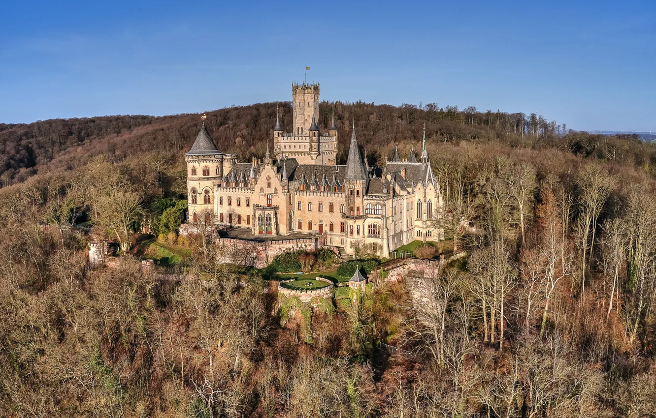Photo wallpaper mountains, nature, castle