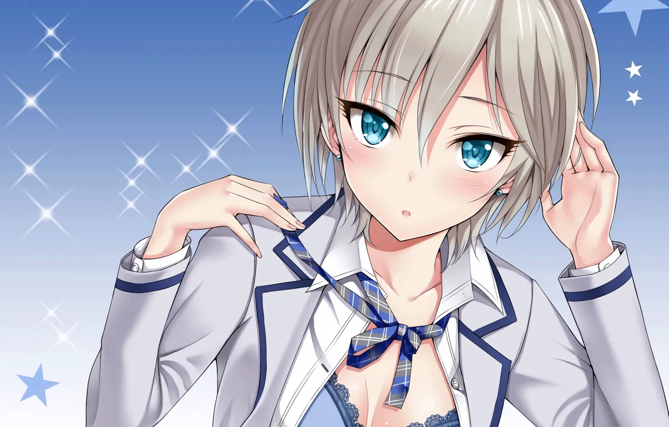 Photo wallpaper girl, sexy, lingerie, Anastasia, bra, cleavage, boobs, anime