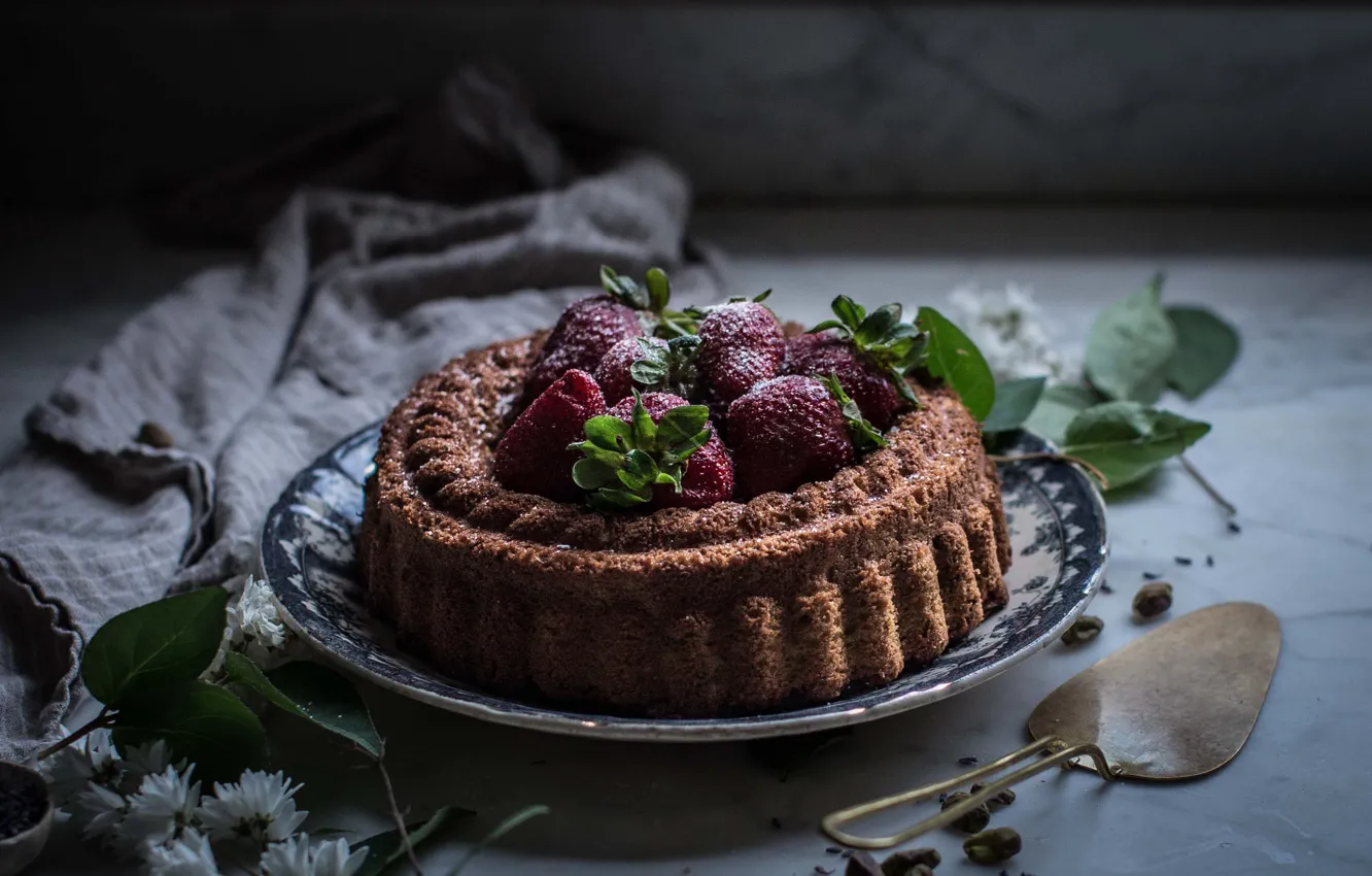 Photo wallpaper cake, food, strawberries