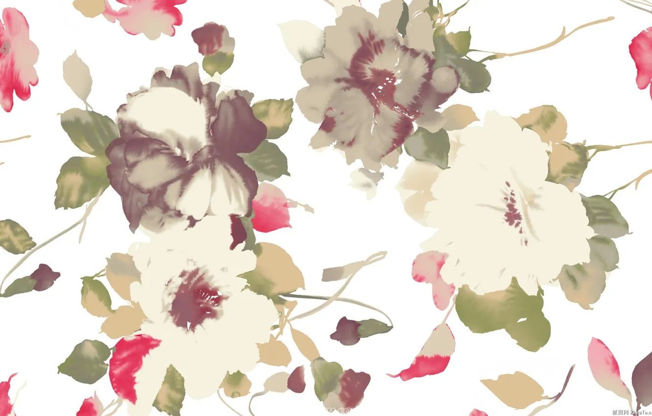 Photo wallpaper flowers, background, paint