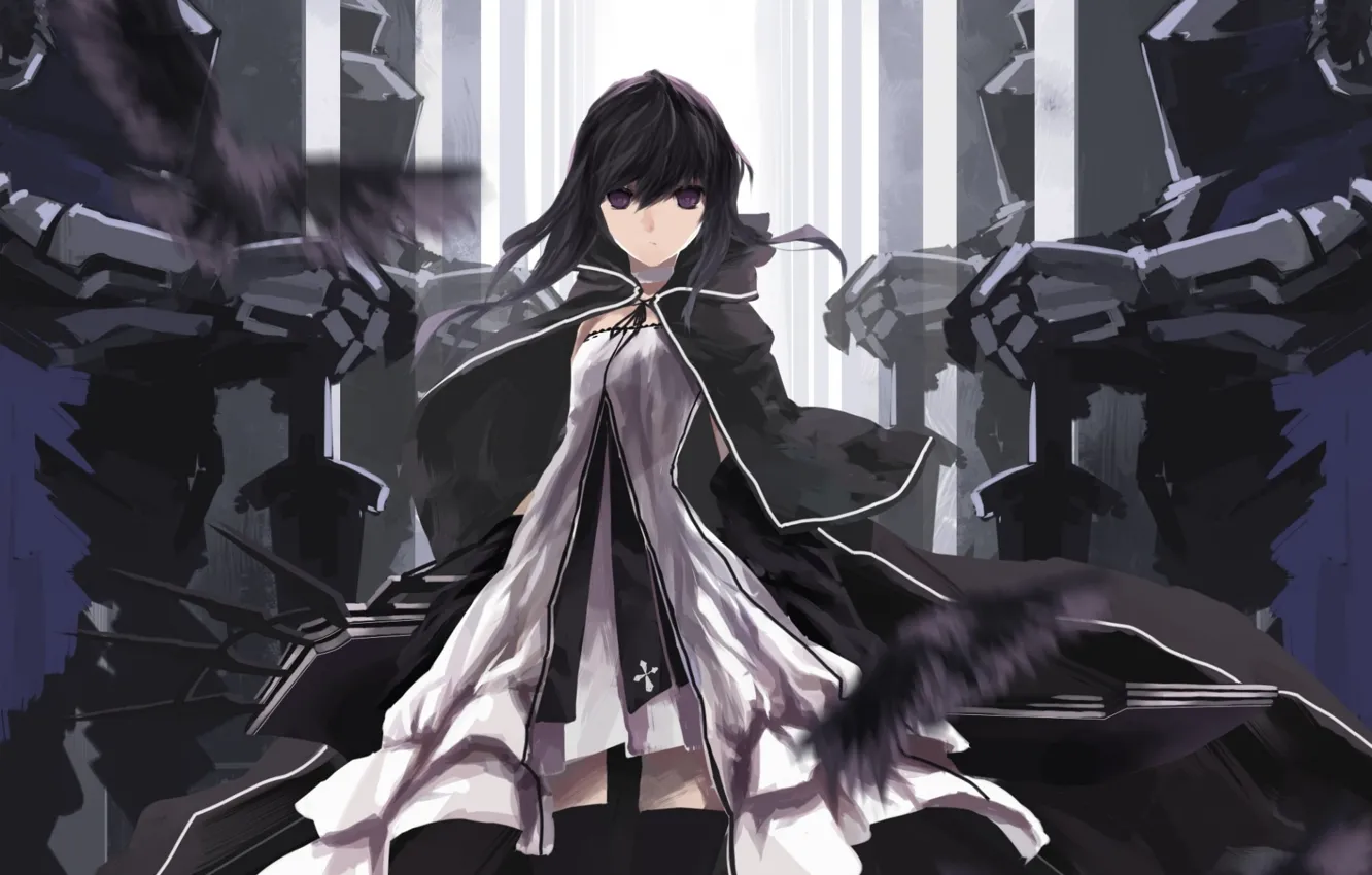 Photo wallpaper weapons, the victim, robot, girl, crows, cyborg, cloak