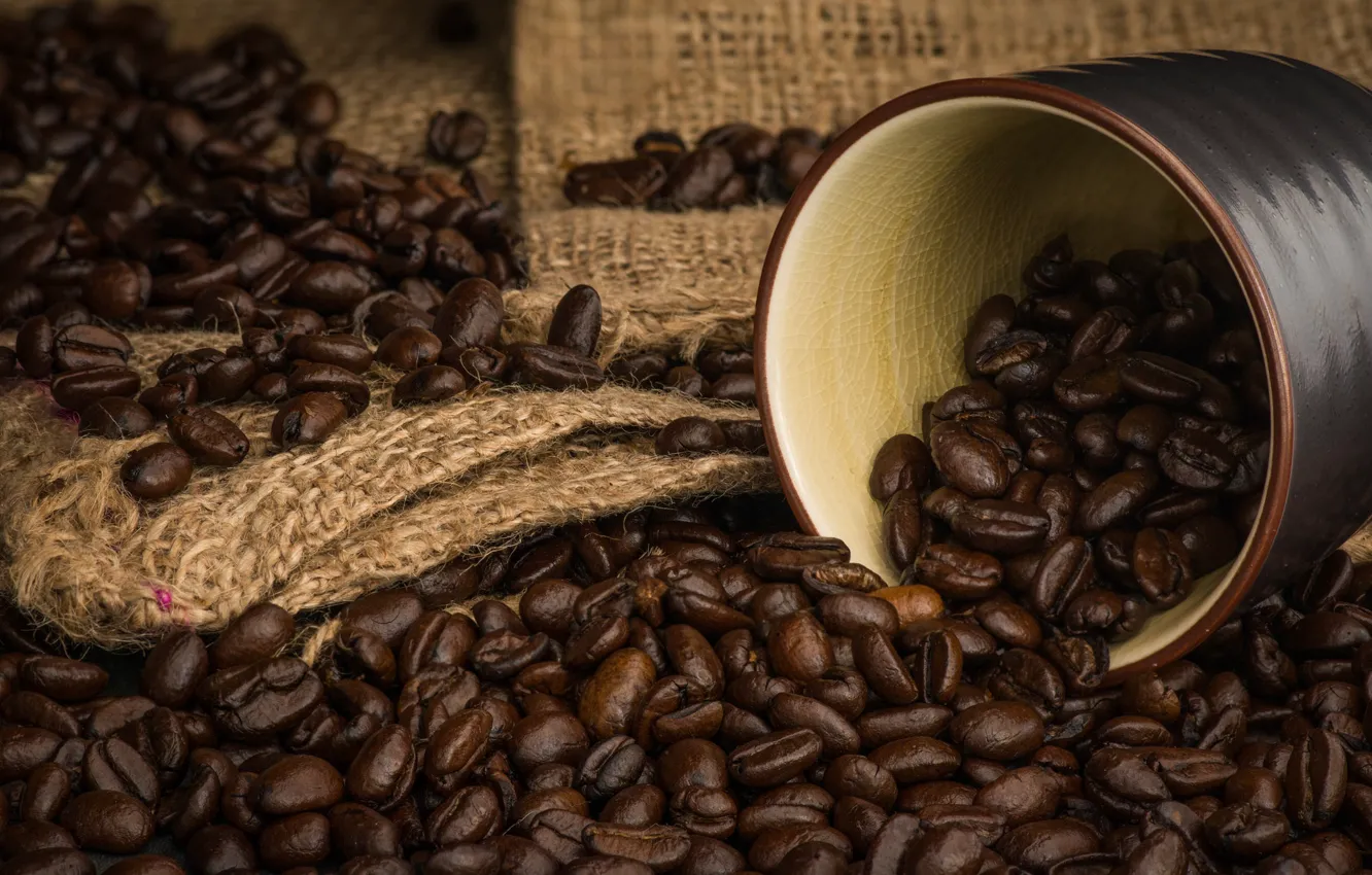 Photo wallpaper coffee, grain, aroma