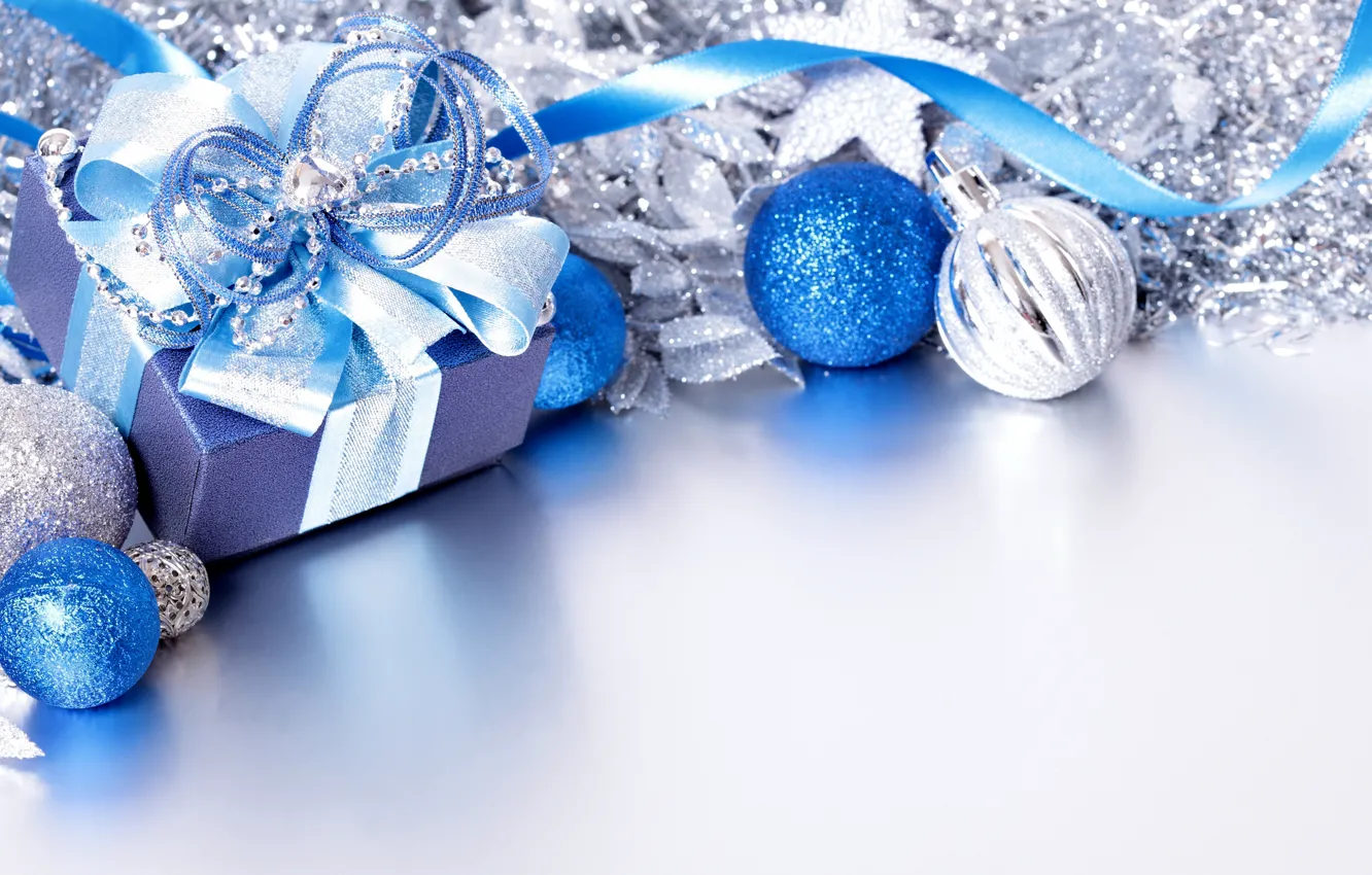 Photo wallpaper balls, holiday, gift, new year, bow