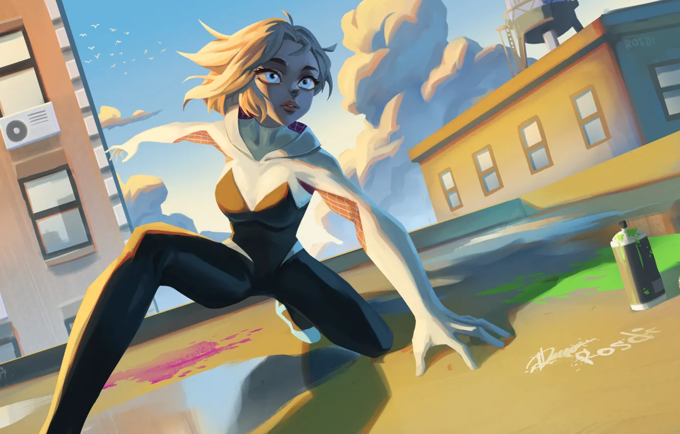 Photo wallpaper girl, art, costume, Marvel Comics, Gwen Stacy, Spider-Woman, Spider-Gwen, Into the Spider-Verse
