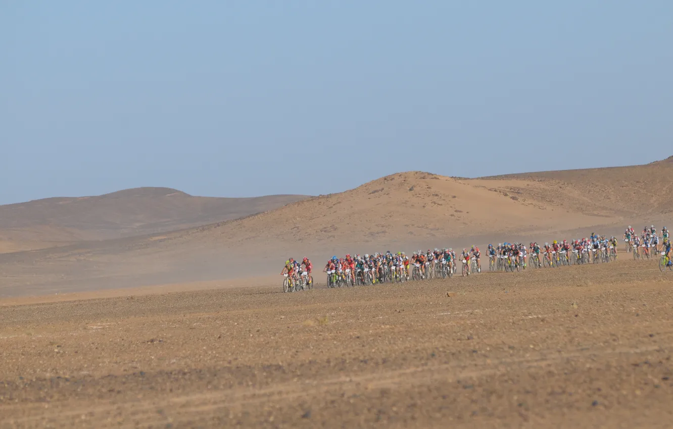 Photo wallpaper race, desert, cyclists, Peru, Titan Desert