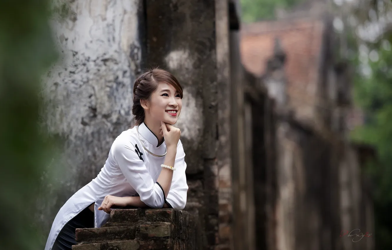 Photo wallpaper girl, smile, mood