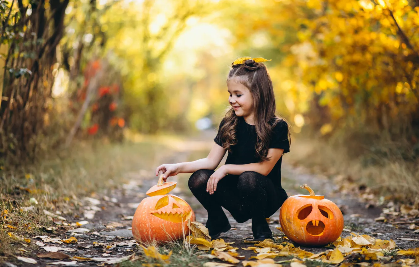 Photo wallpaper road, autumn, nature, smile, Park, holiday, foliage, the game