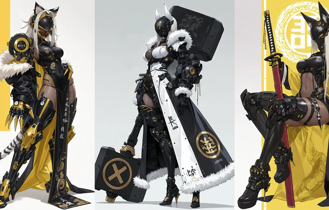 Photo wallpaper weapons, sword, armor, art, techno art