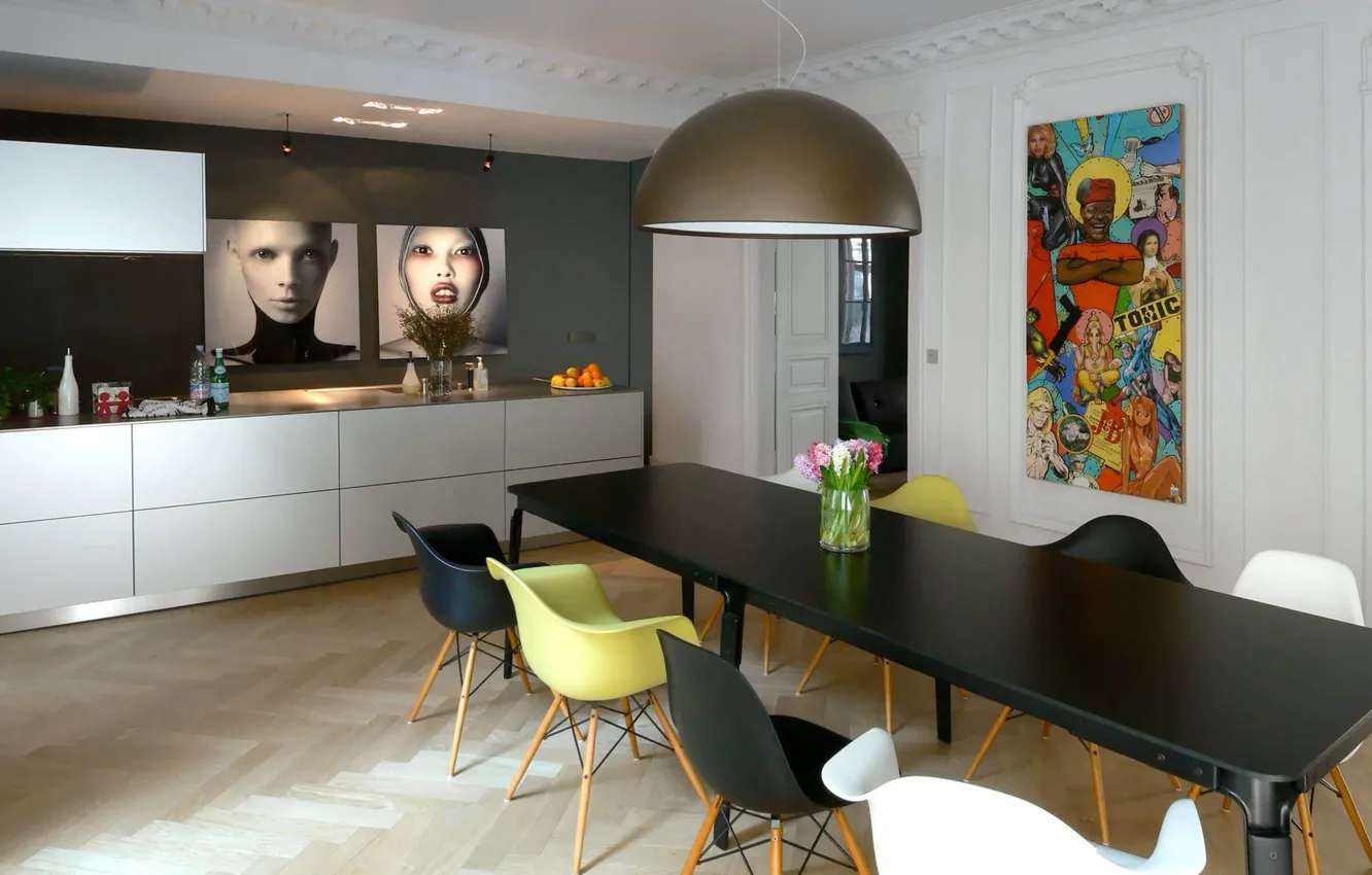 Photo wallpaper design, style, room, France, interior, Strasbourg, France, dining room
