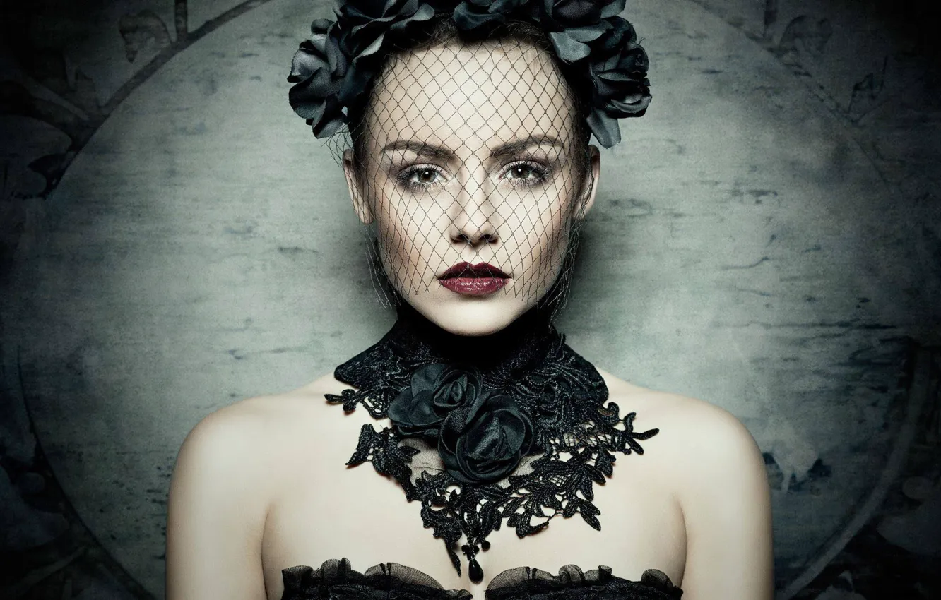 Photo wallpaper look, face, style, background, model, portrait, neckline, veil