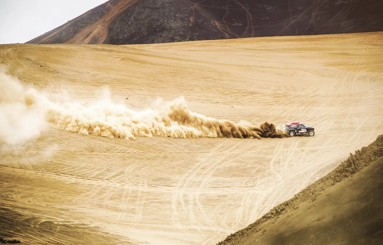 Photo wallpaper Sand, Mini, Sport, Desert, Speed, Hills, Rally, Dakar