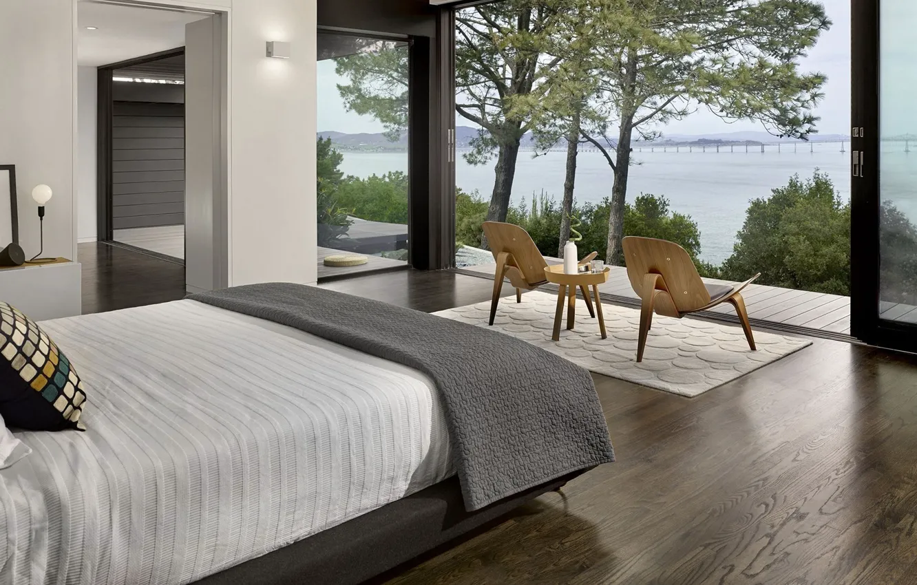 Photo wallpaper design, style, interior, bedroom, California, terrace, California, mid-century modern house