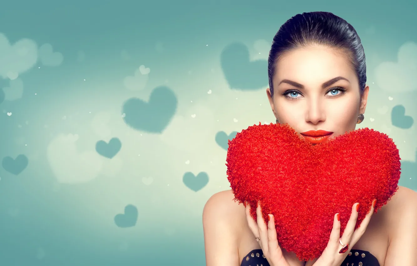 Photo wallpaper look, girl, love, holiday, romance, heart, hearts, love
