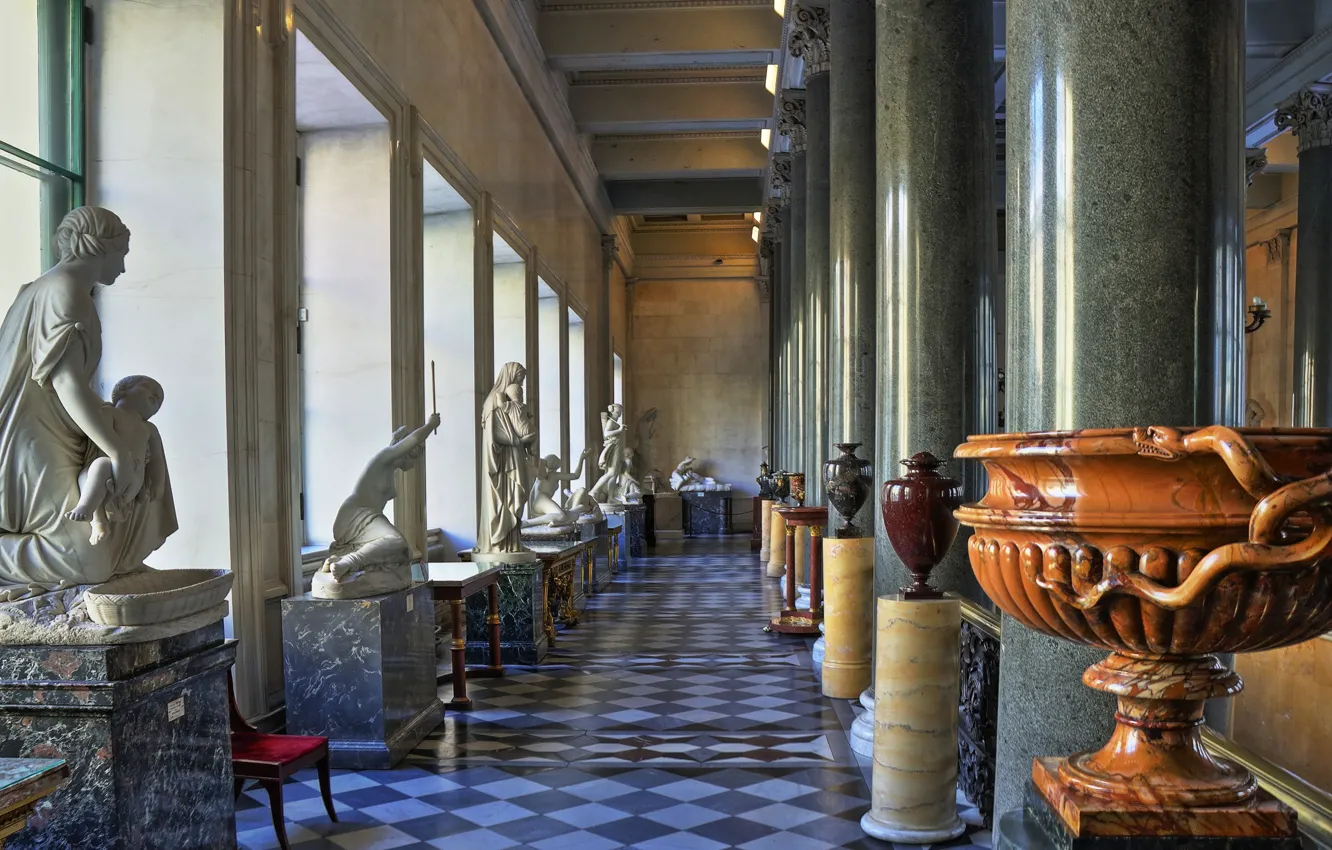Photo wallpaper interior, The Hermitage, vase, Museum, art, antique statue, Saint Petersburg, sculpture figure