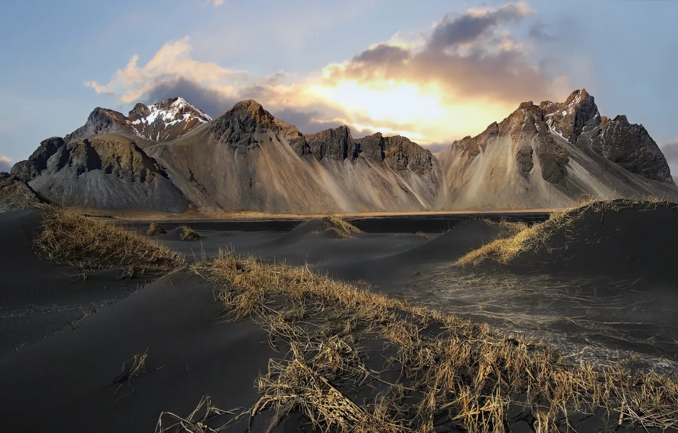 Photo wallpaper landscape, mountains, Iceland, Vesturhorn