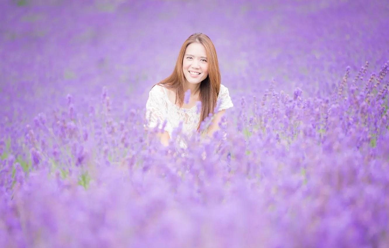 Photo wallpaper summer, girl, lavender