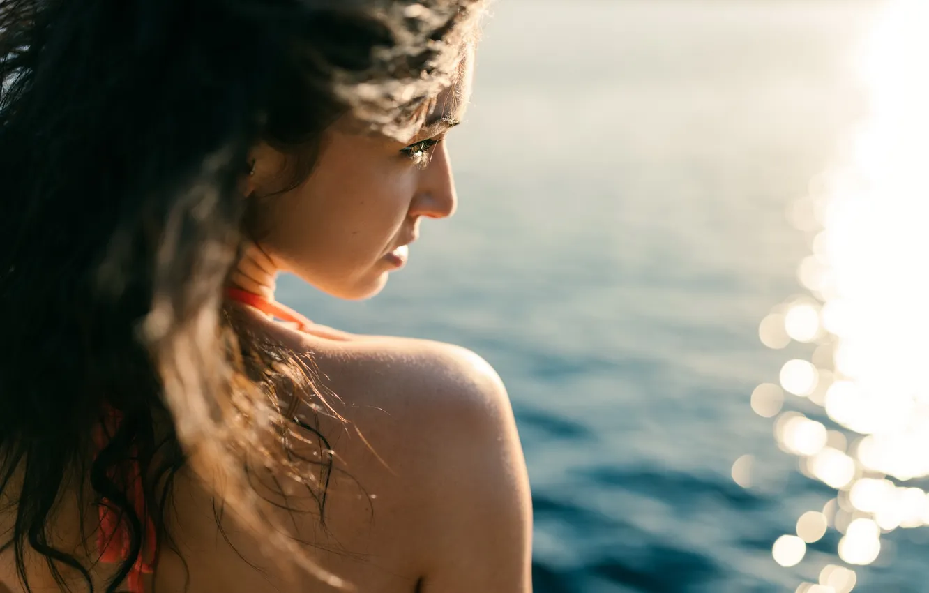 Photo wallpaper sea, summer, girl