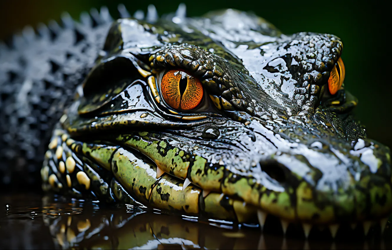 Photo wallpaper look, face, crocodile, AI art, neural network