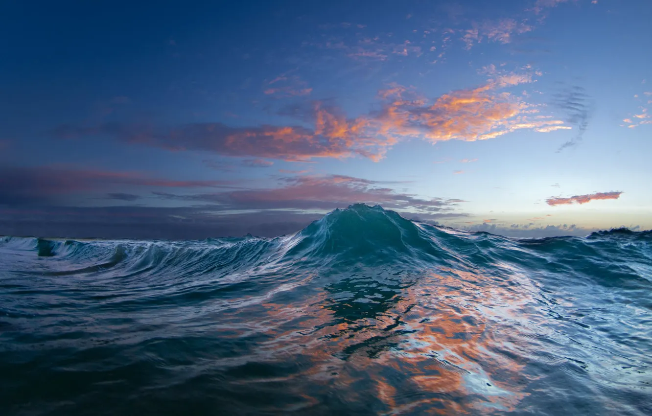 Photo wallpaper water, sunset, nature, the ocean, wave