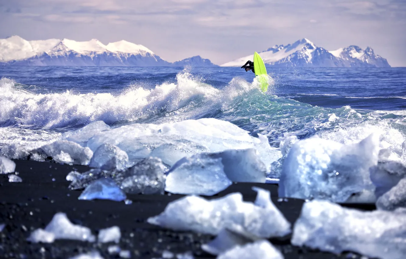 Photo wallpaper ice, wave, Surf