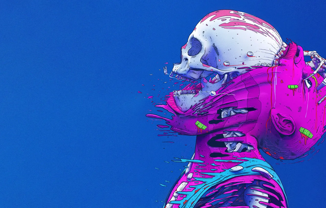 Photo wallpaper Color, Skull, Style, Leather, Bones, Fantasy, Style, Color