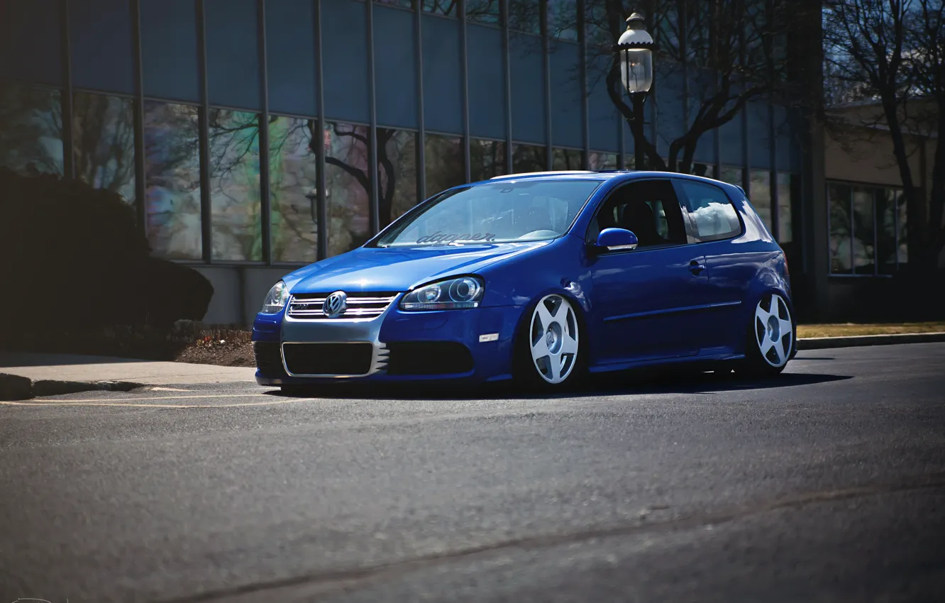 Photo wallpaper blue, tuning, volkswagen, Golf, R32, golf, gti