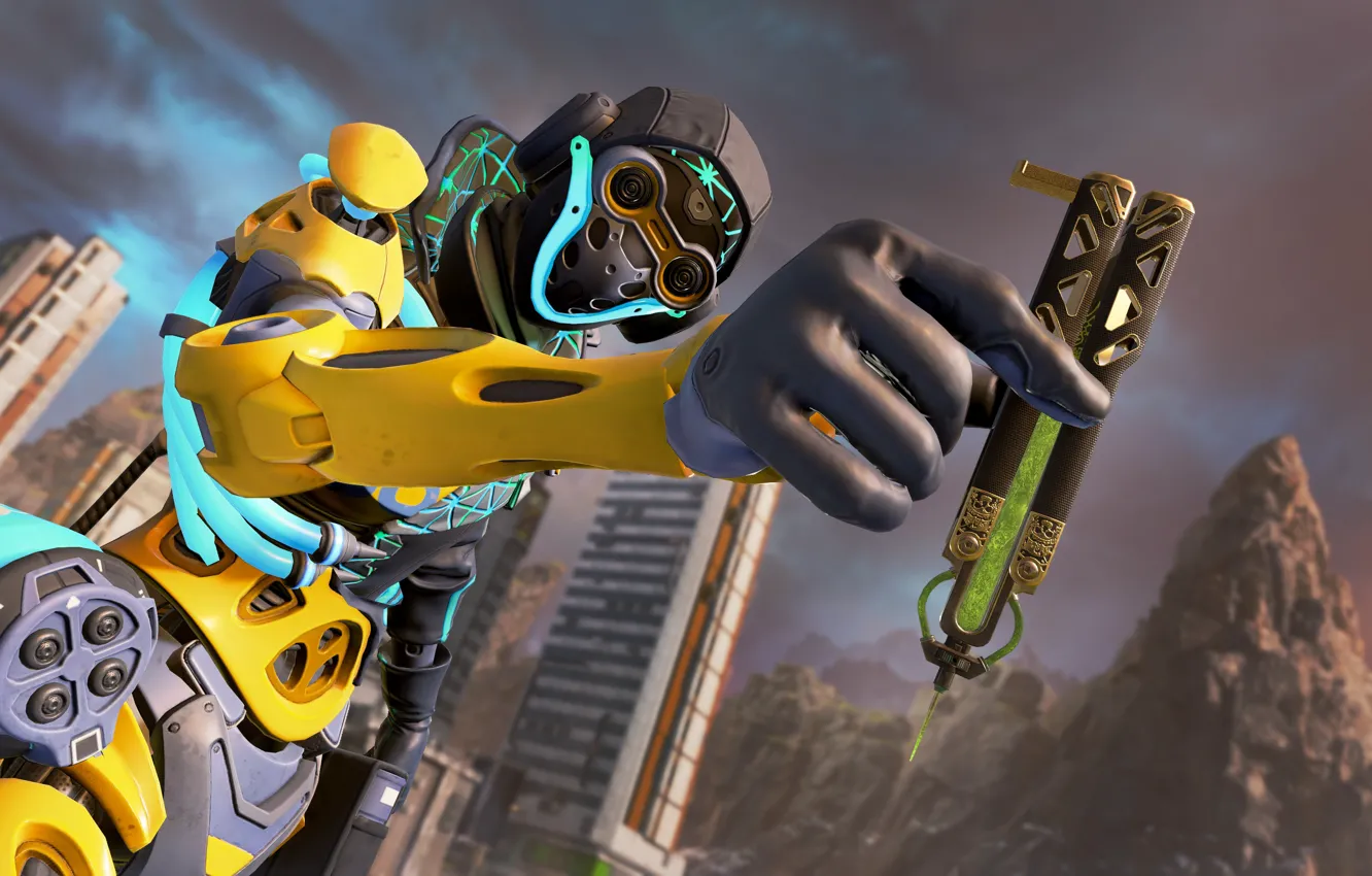 Photo wallpaper robot, syringe, Octane, Apex Legends