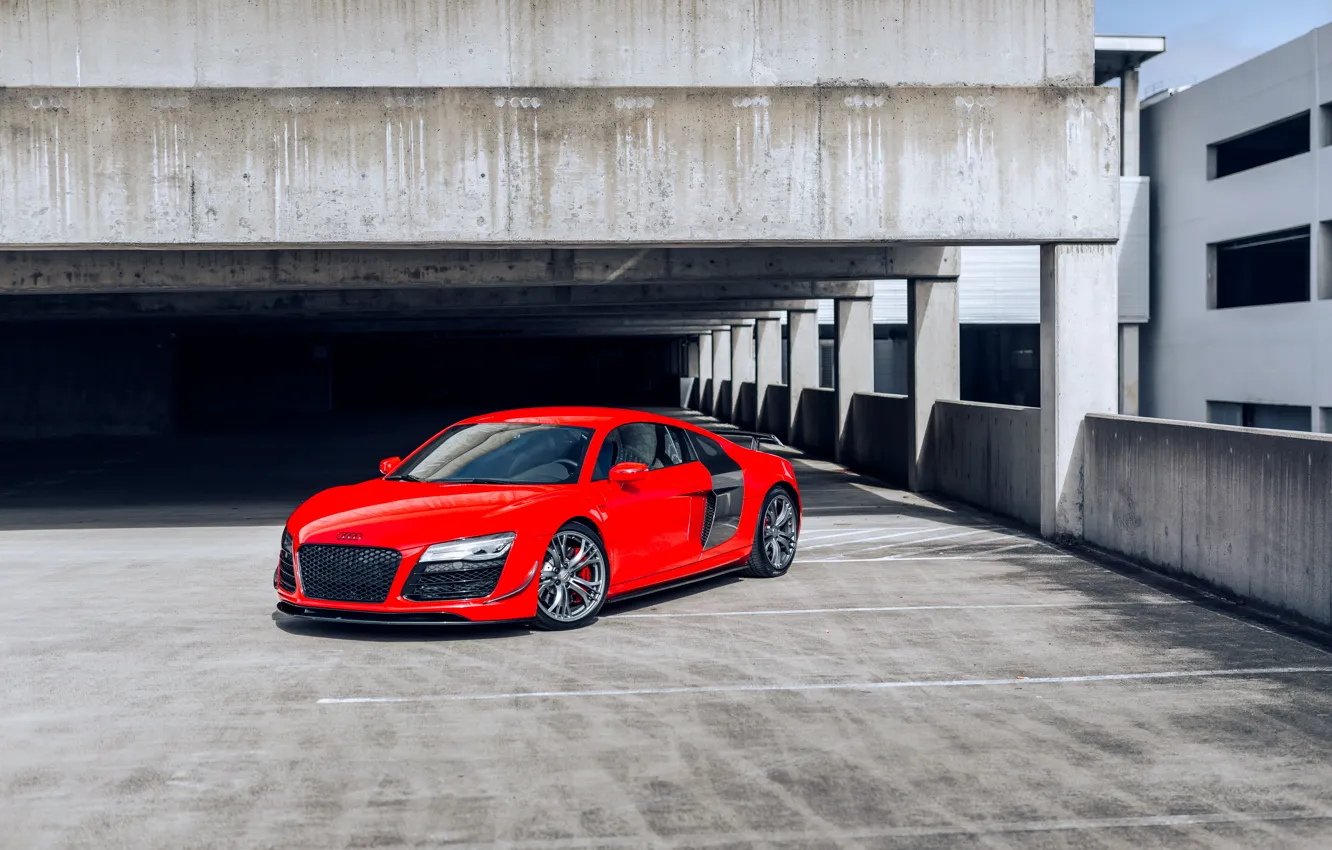 Photo wallpaper Audi, Coupe, Parking, RED, VAG, SuperCar