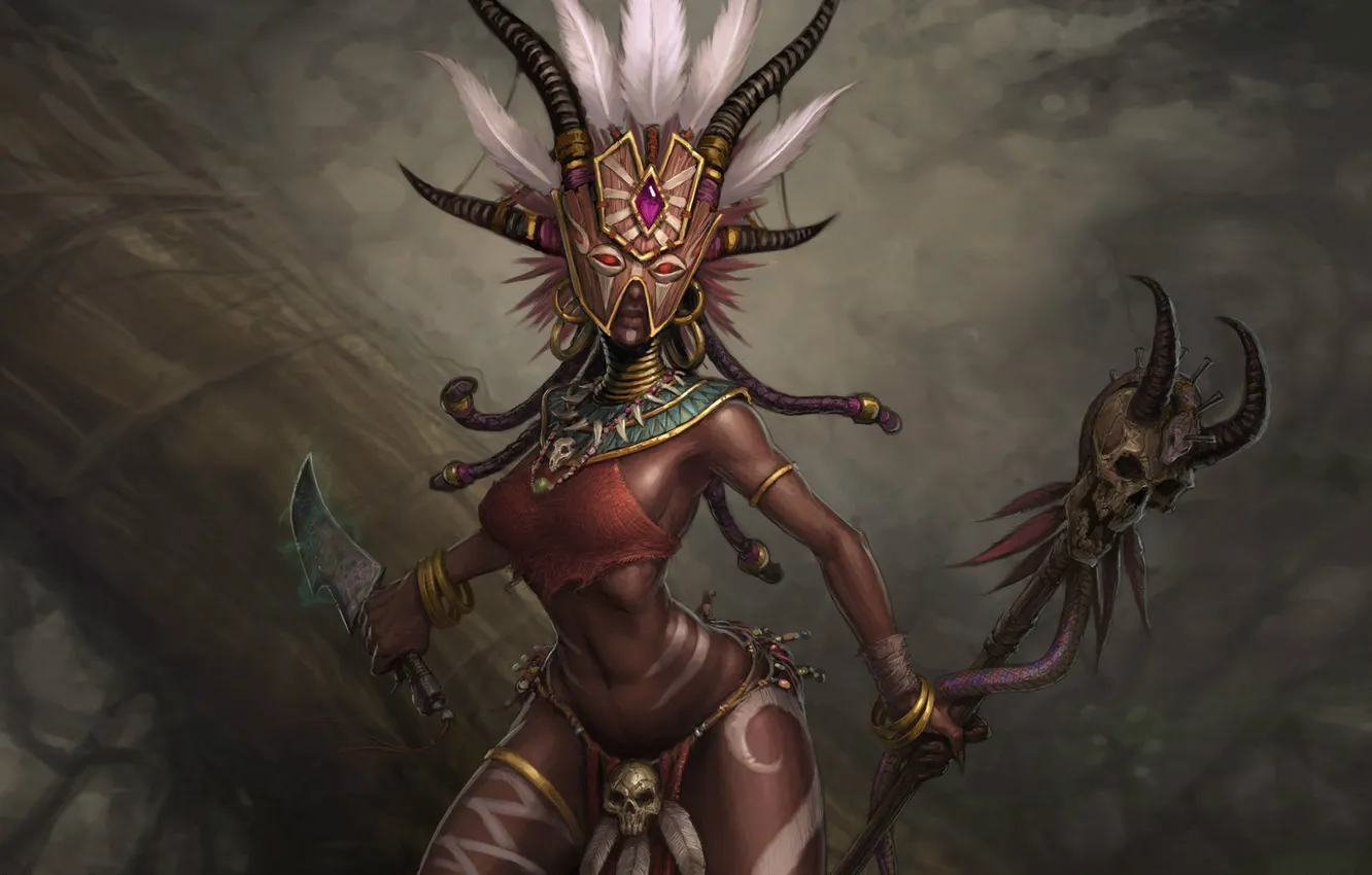 Photo wallpaper Diablo 3, shaman, fan art, Witch Doctor