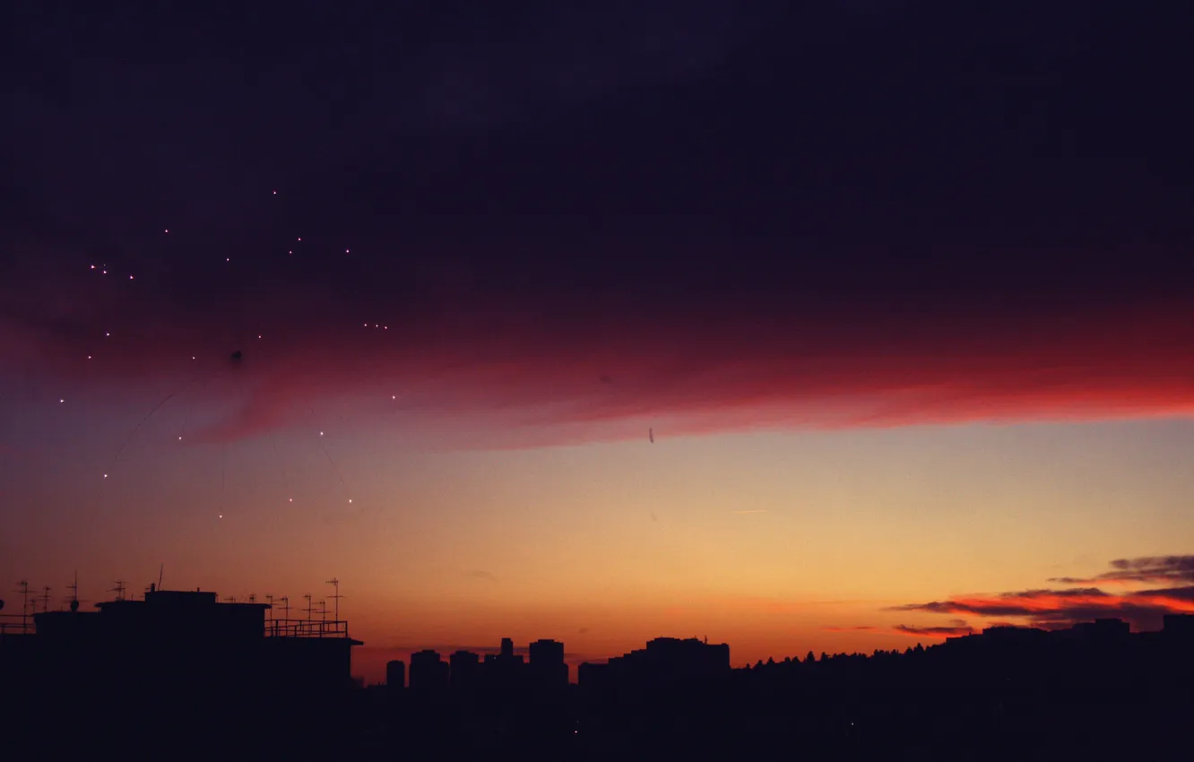 Photo wallpaper the sky, clouds, salute, twilight