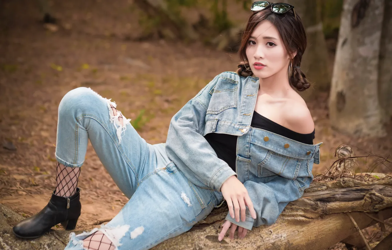 Photo wallpaper girl, pose, Asian