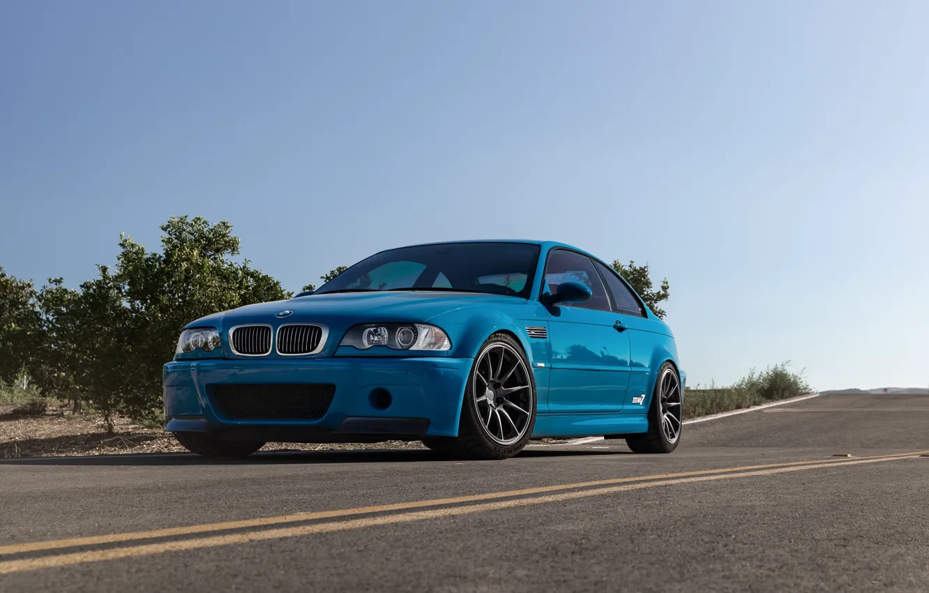 Photo wallpaper E46, Road, M3, Yelow lines