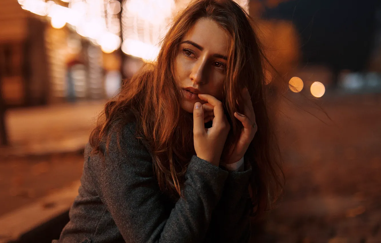 Photo wallpaper look, reverie, face, city, glare, sweetheart, street, model
