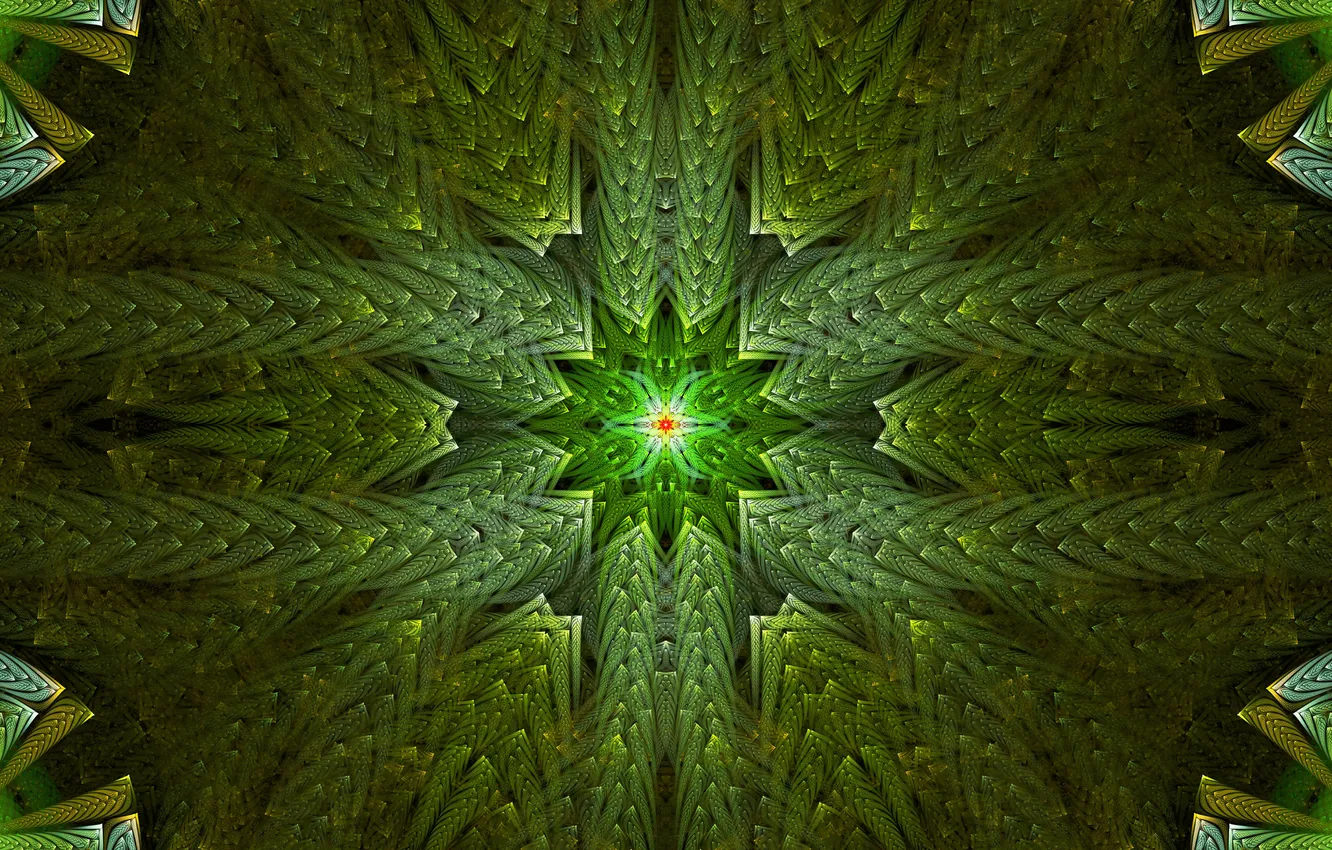 Photo wallpaper abstraction, green, fractal