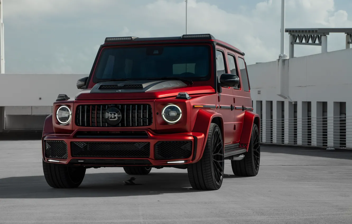 Photo wallpaper Mercedes, red, Brabus, Front, AMG, G Class