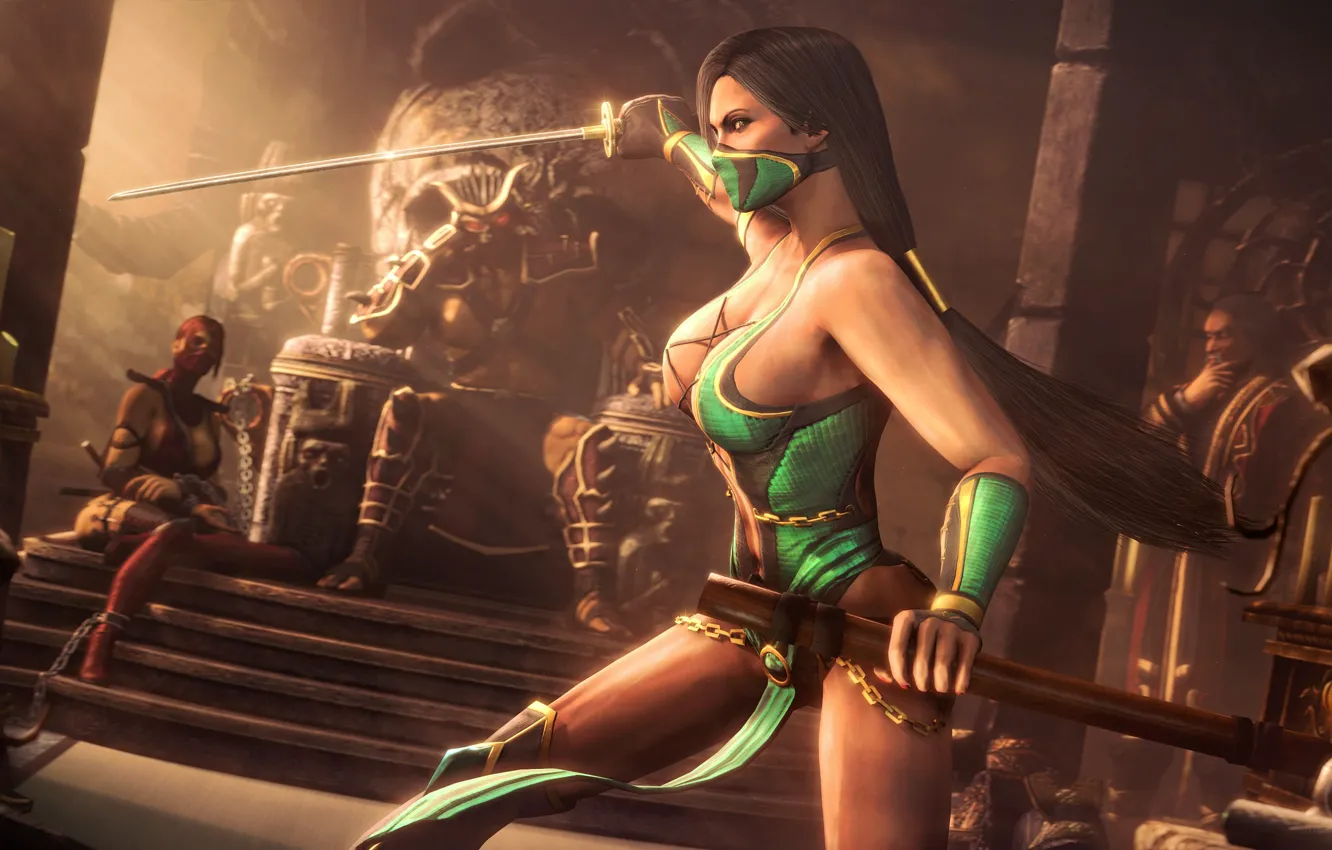 Photo wallpaper sword, mortal kombat 9, Shang Tsung, Jade, Scarlet, Shao Kahn, sparring