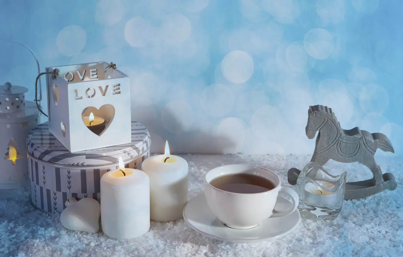 Photo wallpaper tea, candles, the difference