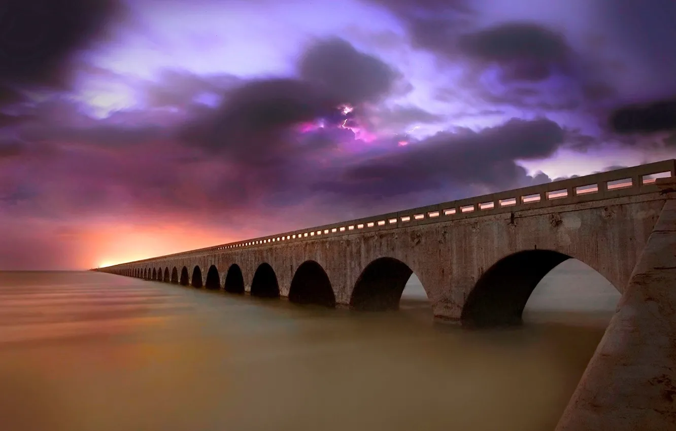 Photo wallpaper bridge, lightning, infinity, viaduct