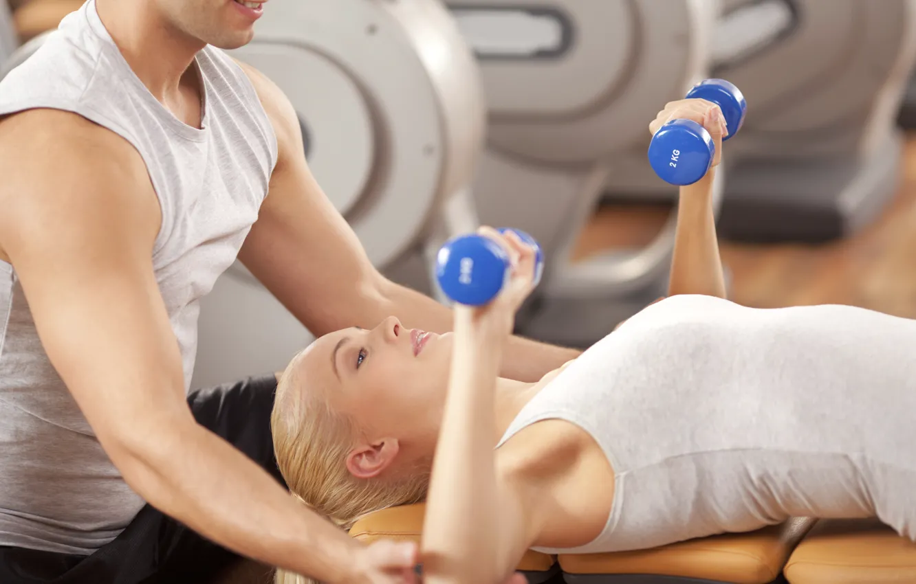 Photo wallpaper blonde, workout, fitness, gym, personal trainer
