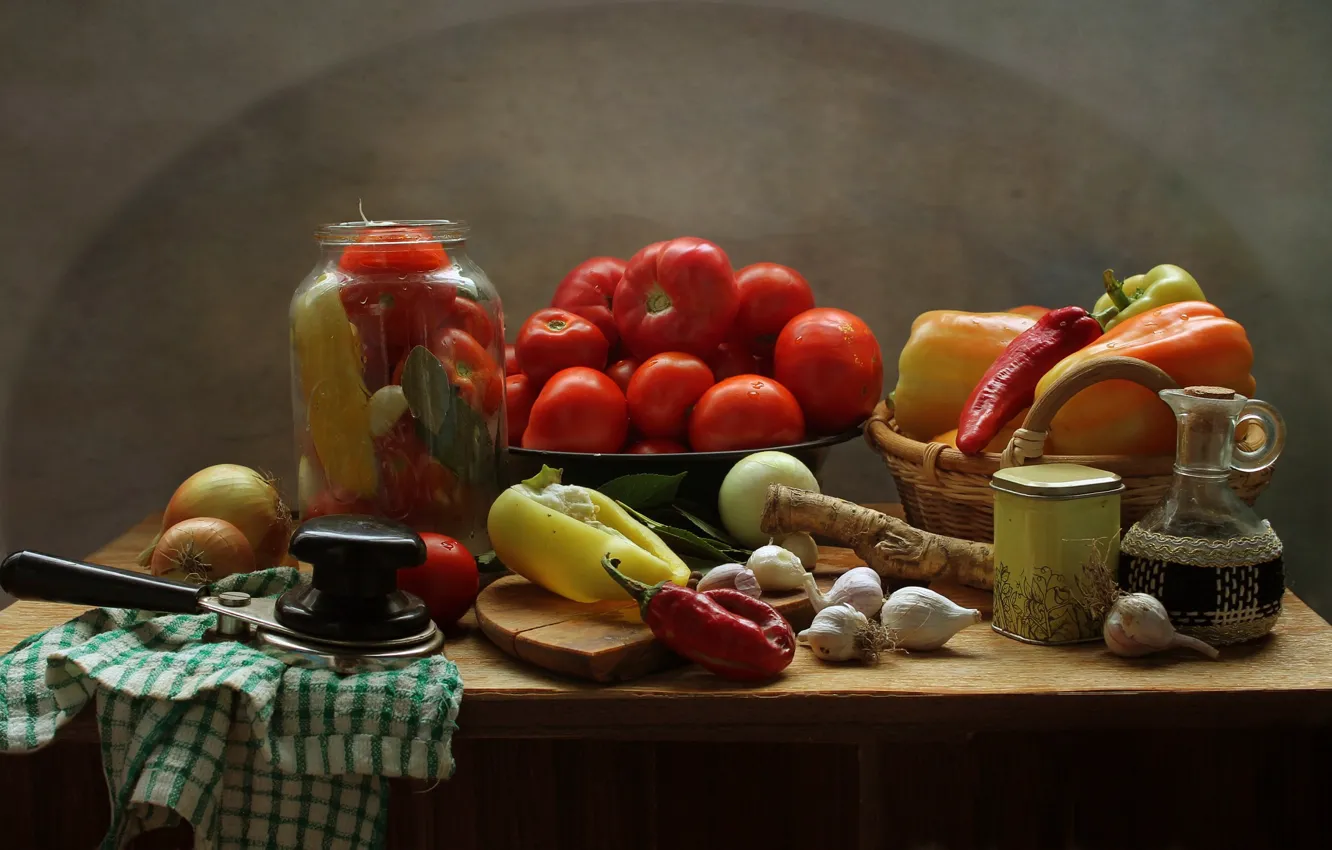 Photo wallpaper autumn, kitchen, still life, vegetables, September, spices, zatoki