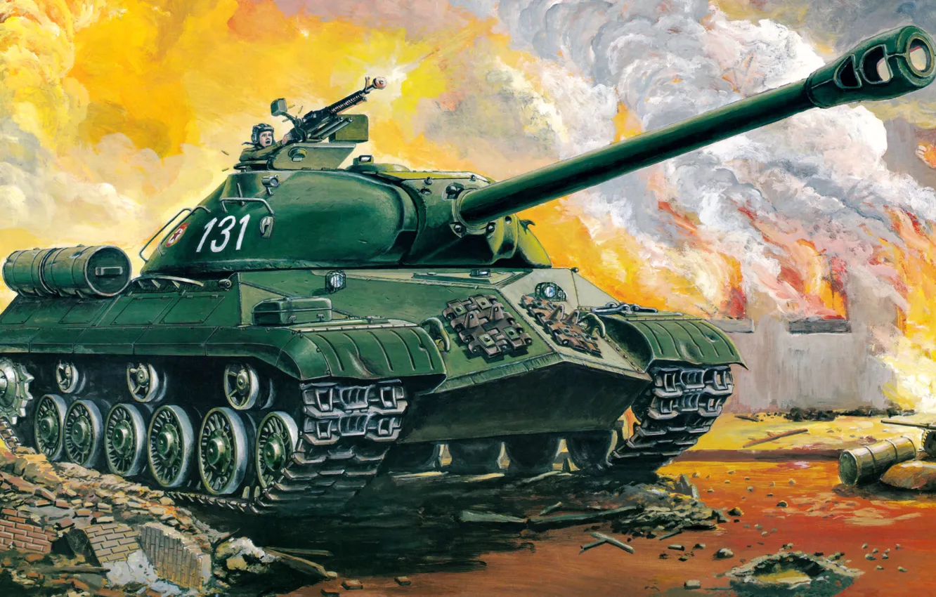 Photo wallpaper art, tank, Egypt, USSR, the battle, night, guns, weapons