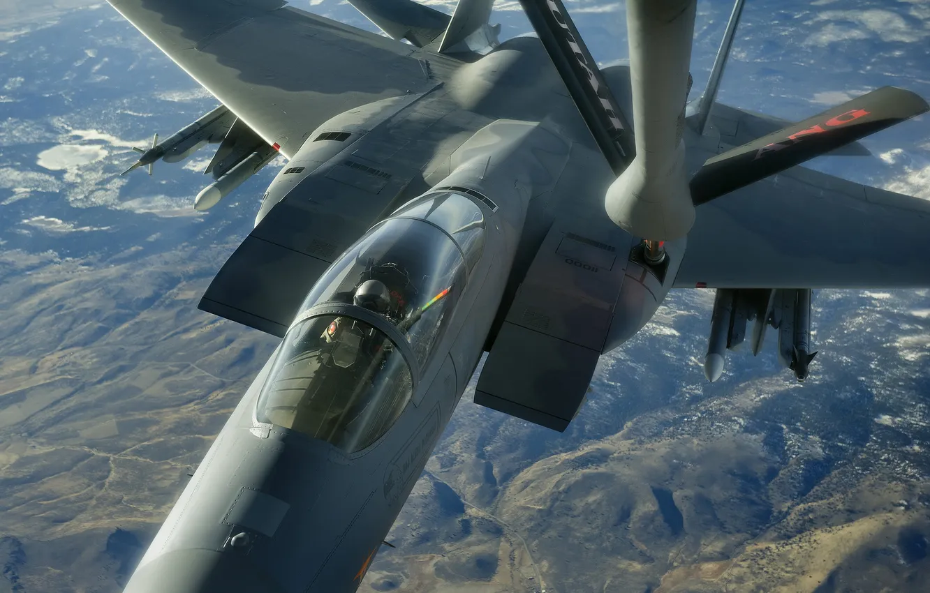 Photo wallpaper flight, fighter, Eagle, F-15, refueling, tactical, "Eagle"