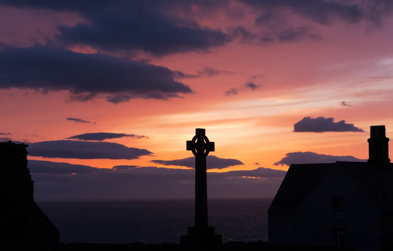 Photo wallpaper cross, Wales, Wales, Bardsey Island, In the middle