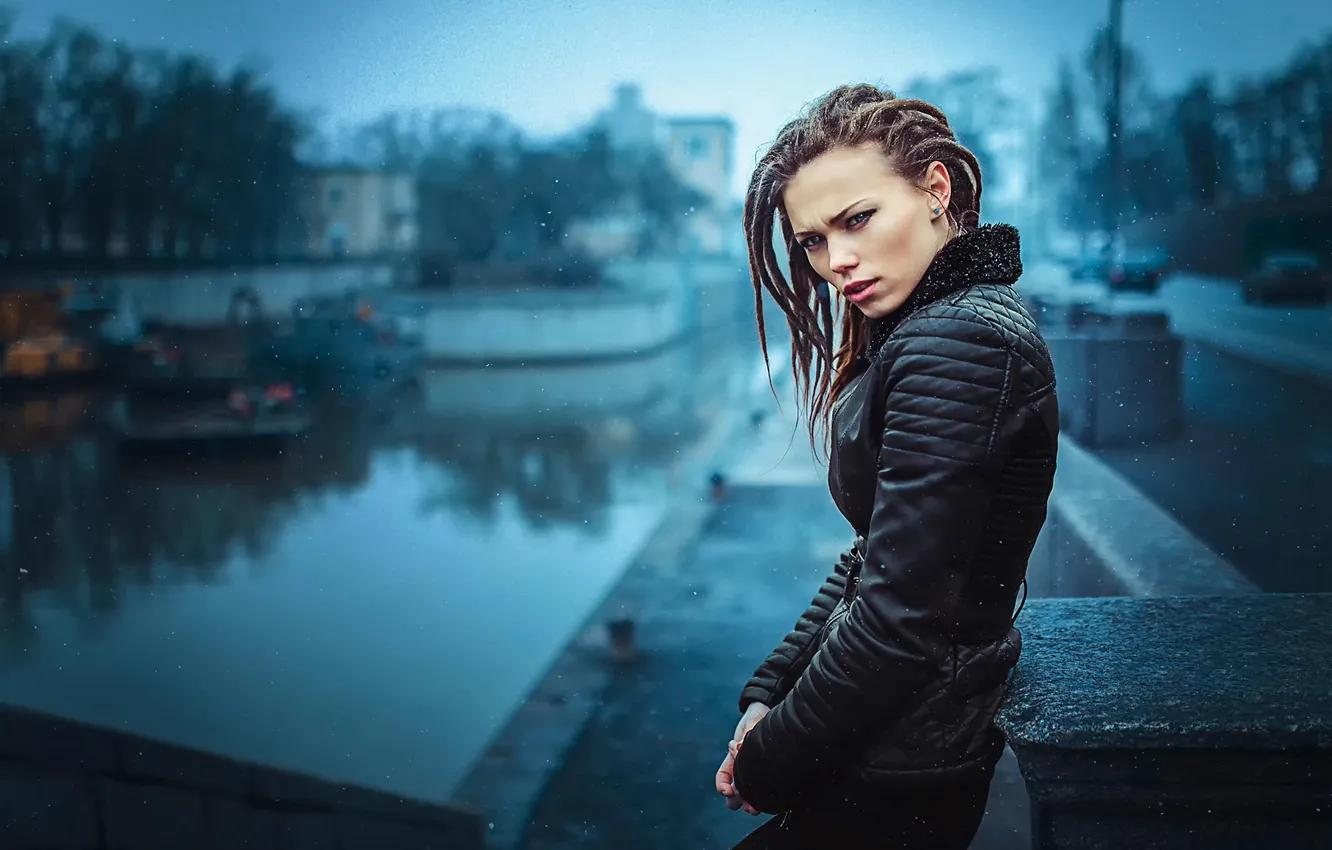 Photo wallpaper look, the city, portrait, braids, Natalia