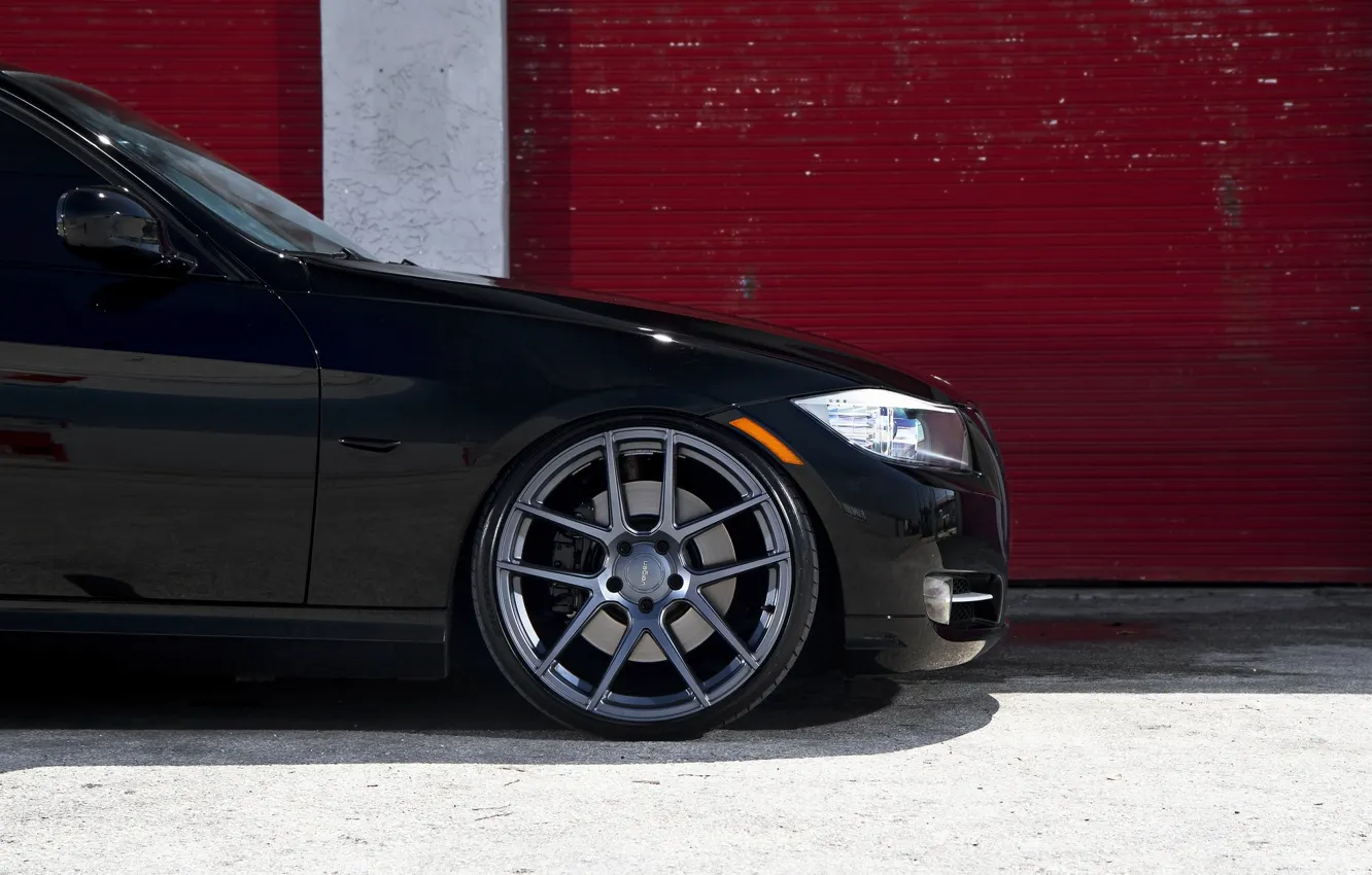 Photo wallpaper black, BMW, wheel, BMW, black, E90, The 3 series