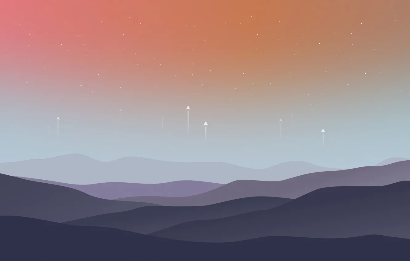 Photo wallpaper landscape, hills, minimalism